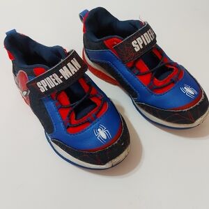Spiderman Kids Hook & Loop Velcro Closure Sneaker Tennis Shoe Size 10 Red/Blue